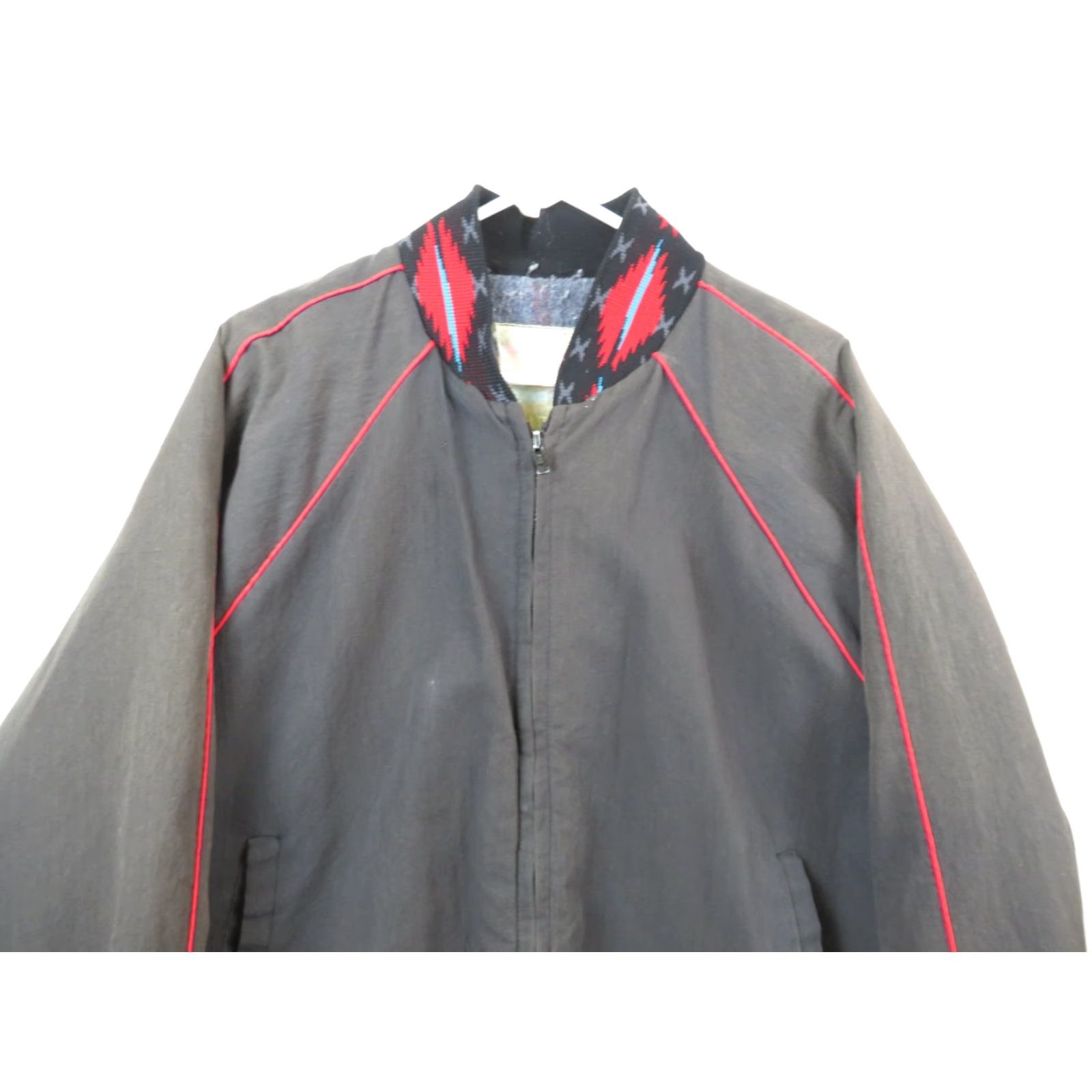 Vintage VINTAGE Santa Fe Trail Red Aztec Jacket – Western Bomber, Canvas, Full Zip, Lined, XL, Men, USA, 90s/Retro/Classic, Fall Winter, Casual Workwear Size US XL / EU 56 / 4 - 3 Thumbnail
