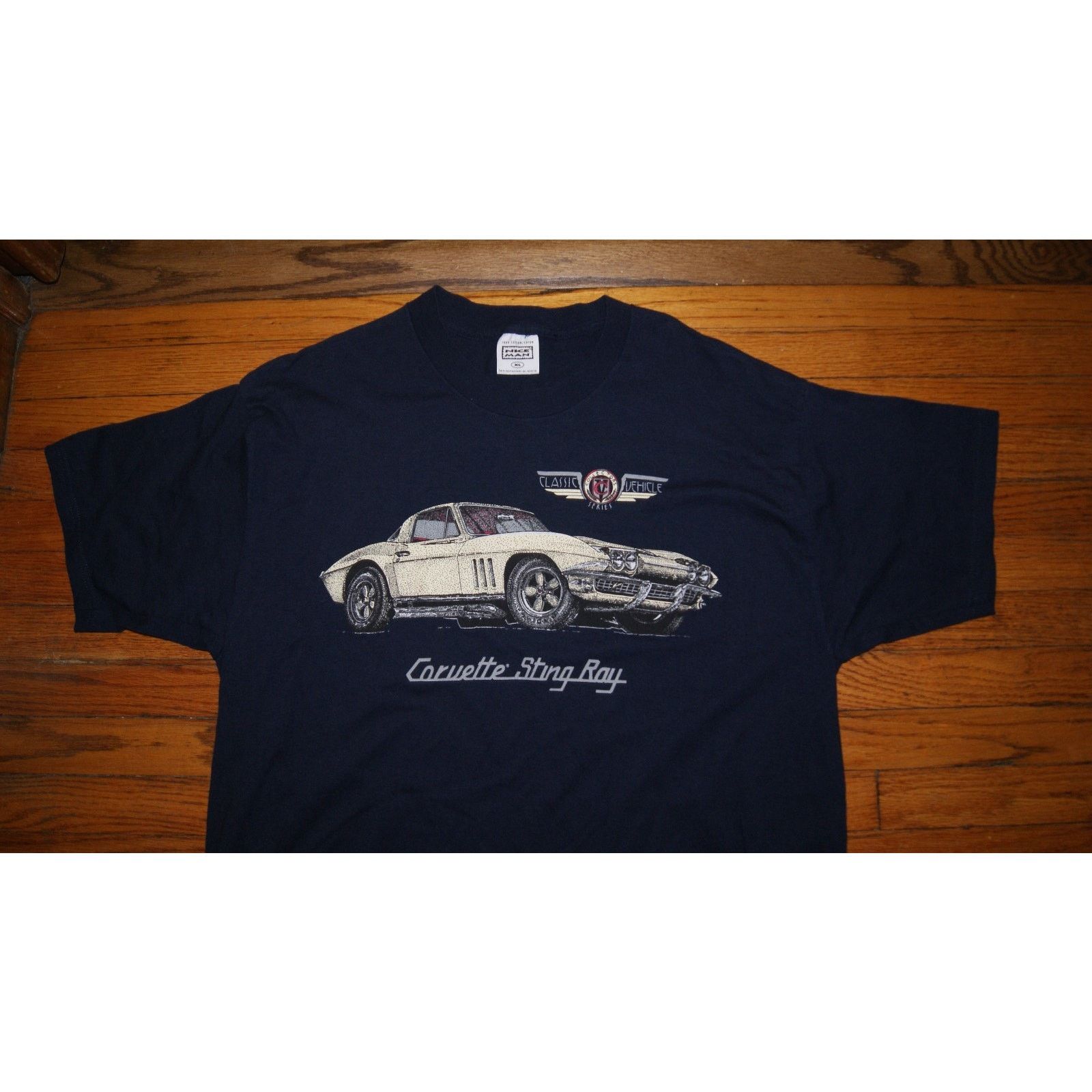Vintage VTG Corvette Sting Ray Classic Cars Mens XL Blue T-Shirt USA Size US XL / EU 56 / 4 - 1 Thumbnail