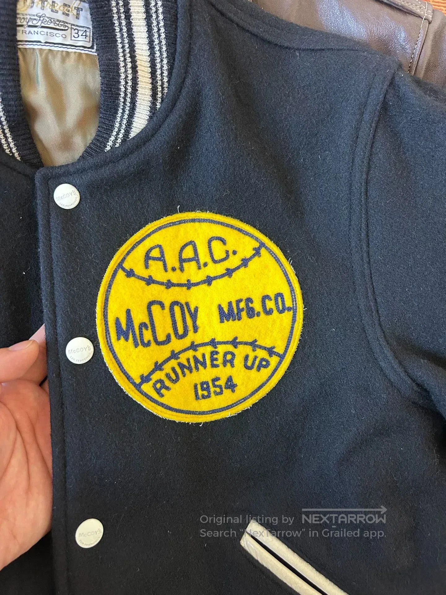 The Real McCoy's stylish black varsity jacket with logo. Size US M / EU 48-50 / 2 - 3 Thumbnail