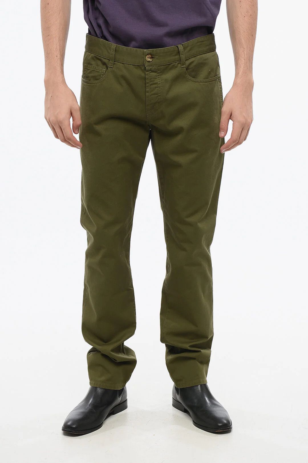 Saint Laurent Paris og1mm0426 Lightweight Cotton 5-Pocket Pant in Green Size US 32 / EU 48 - 1 Thumbnail