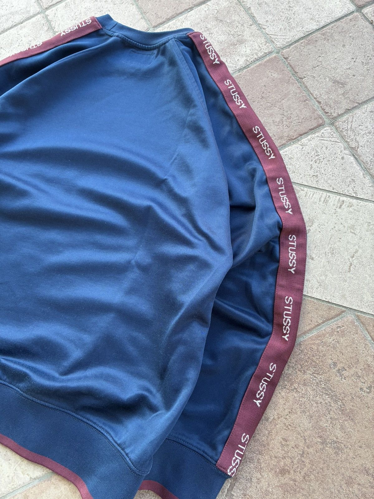 Stussy Stüssy Vintage Y2K Track Crewneck Navy Burgundy Logo Tape Size US M / EU 48-50 / 2 - 11 Thumbnail
