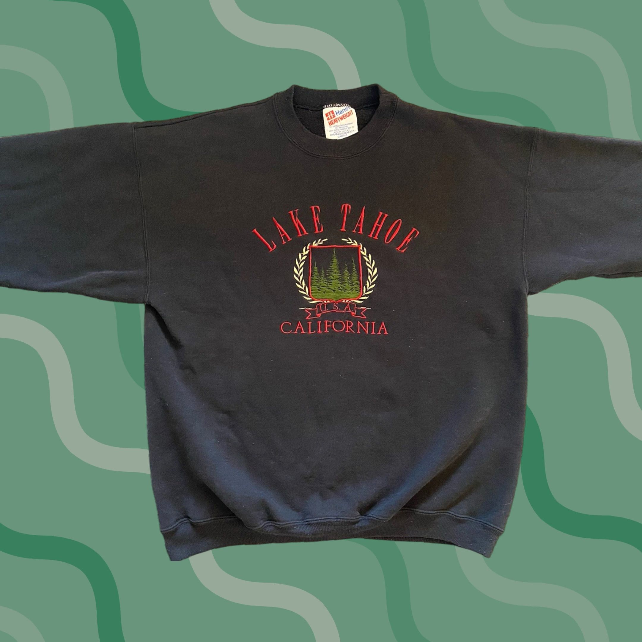 Hanes VINTAGE Hanes Heavyweight Sweatshirt Lake Tahoe California Made In USA Mens L Black Sweatshirt USA Retro 90s Mens Size US L / EU 52-54 / 3 - 1 Thumbnail