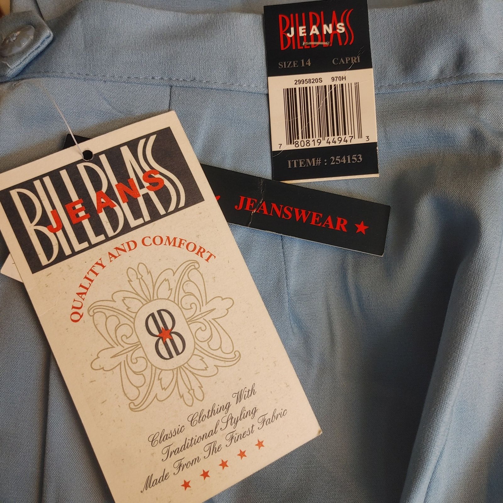 Other Billblass Jeans Women's 14 Light Blue Capri Stretch Bottoms Size 36" / US 14 / IT 50 - 3 Thumbnail