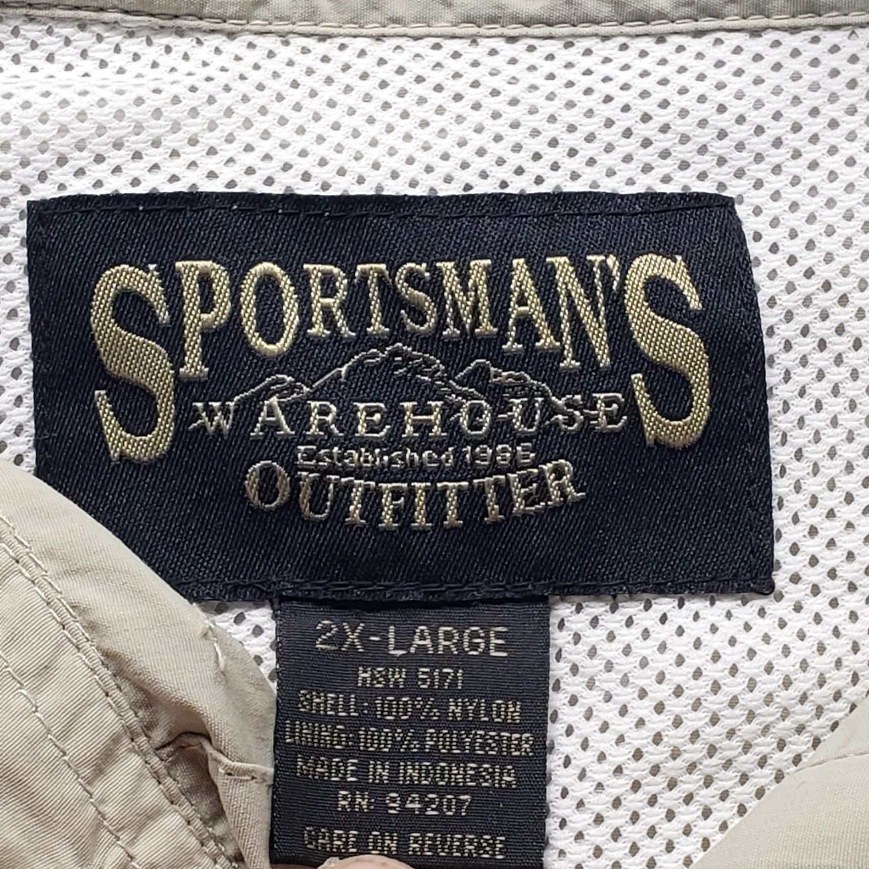 Warehouse Sportsmans Warehouse Shirt Button-Up Long Sleeve Beige 2X Men Mens Big & Tall Nylon Fish Theme Vented Button-Front Size US XXL / EU 58 / 5 - 3 Thumbnail