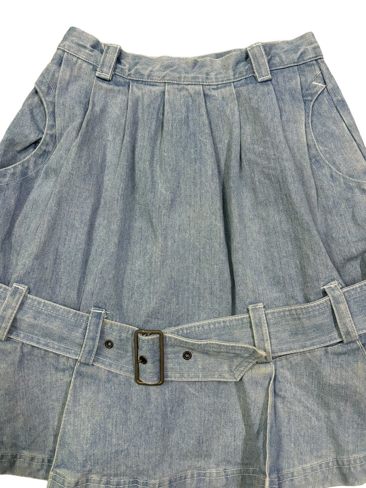 Hysteric Glamour Vintage Japanese Brand Wash Flare Pleated Denim Mini Skirt Size 24" / US 00 / IT 34 - 3 Thumbnail