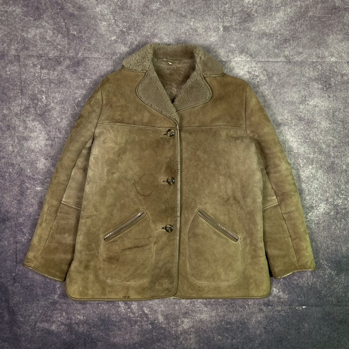 Vintage Vintage Leather Sheepskin Coat Shearling Jacket Bomber 90s ...