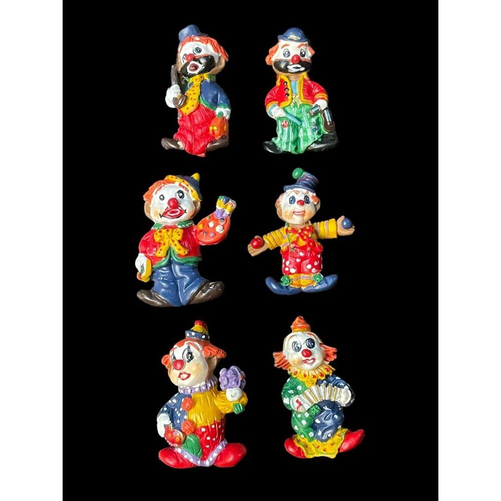 Jewelry Vintage Set of 6 Clown Brooch Pins Size ONE SIZE - 1 Thumbnail