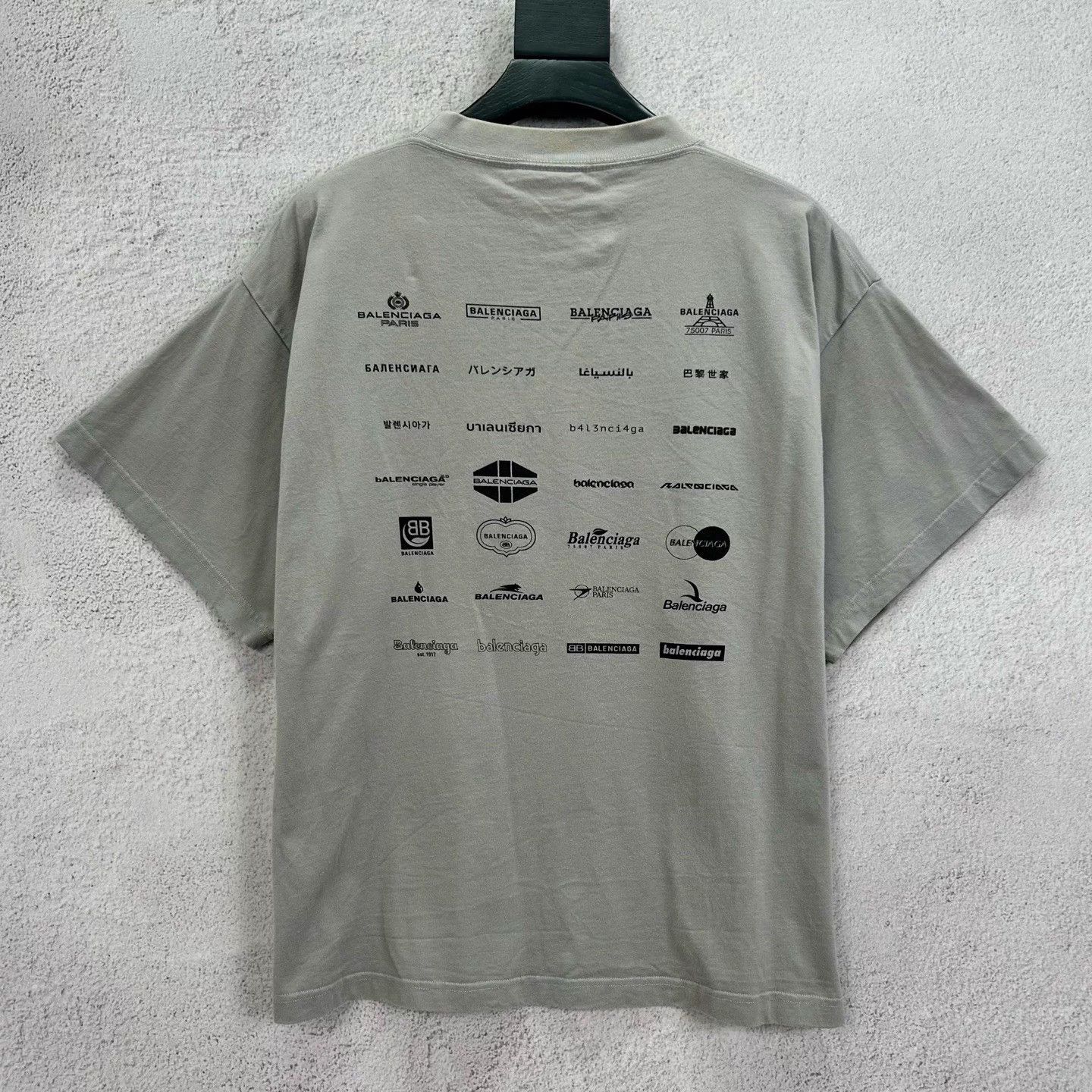 Balenciaga Balenciaga Double-Face Multi Logo Washed Gray Short Tee Size US S / EU 44-46 / 1 - 2 Thumbnail