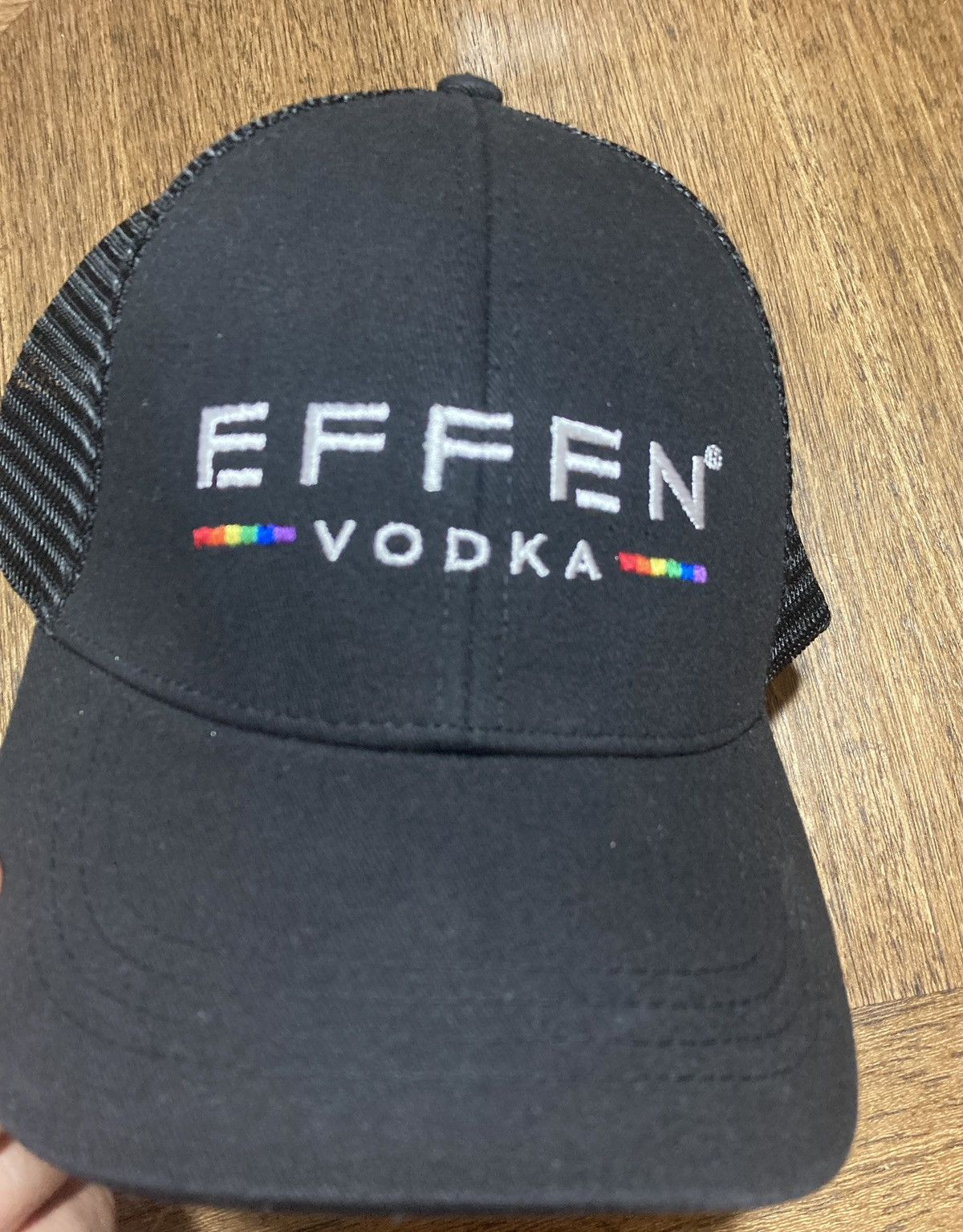 Vintage Effen Vodka Trucker Mesh cap Hat Black Spell Out Size ONE SIZE - 2 Thumbnail