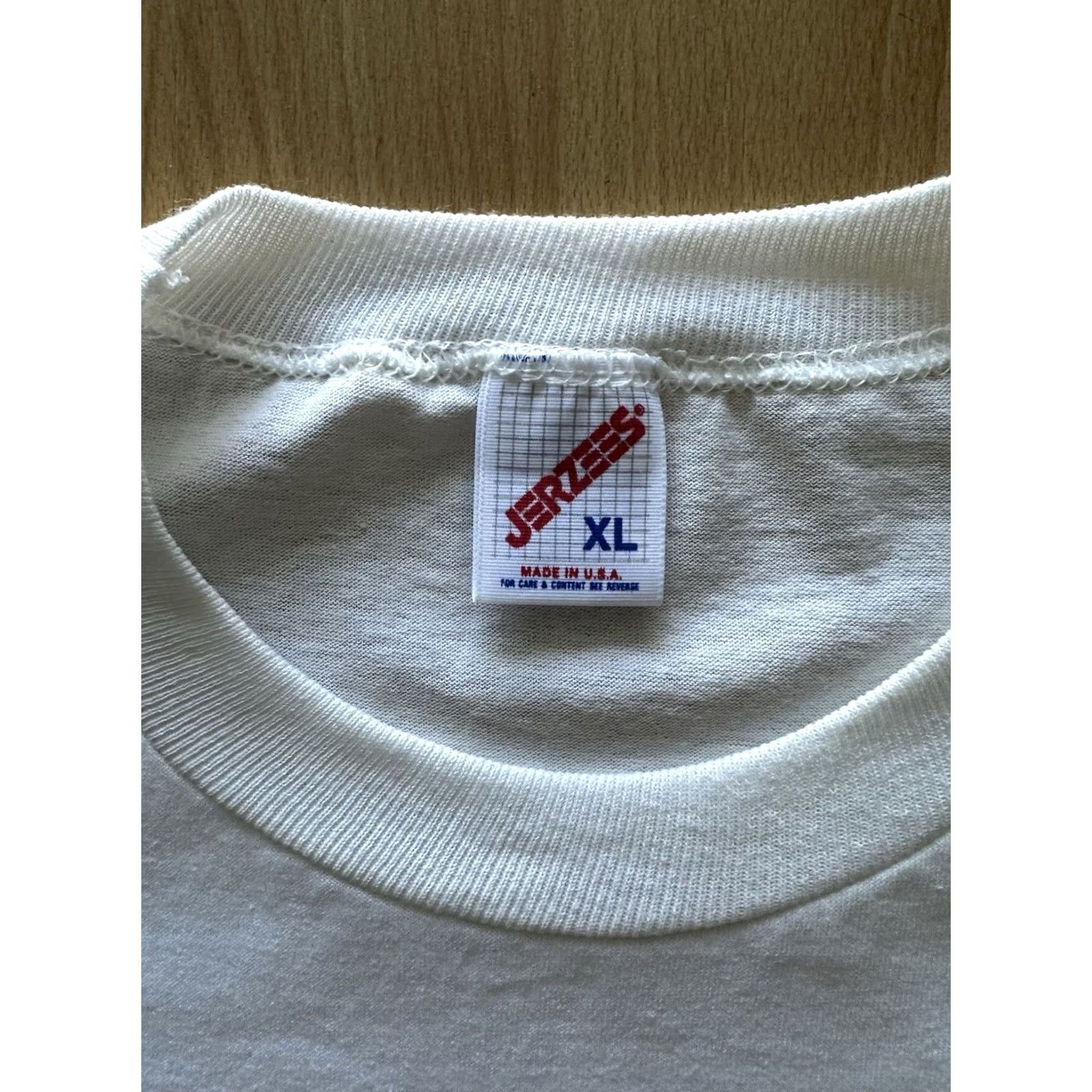 Jerzees VINTAGE 90s Jerzees T-Shirt Single Stitch XL White Men 90s New York Yonkers St. MaryS Marie 94’ Vintage Mens XL Tee Size US XL / EU 56 / 4 - 3 Thumbnail