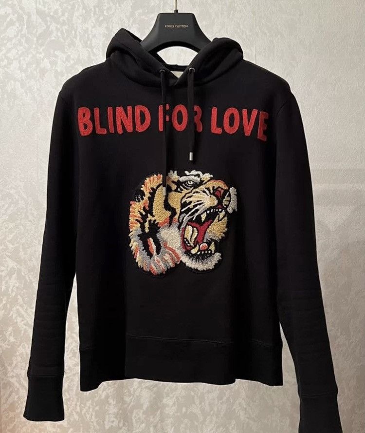 Image of Gucci Tiger Blind For Love Hoodie in Black, Men's (Size Small)