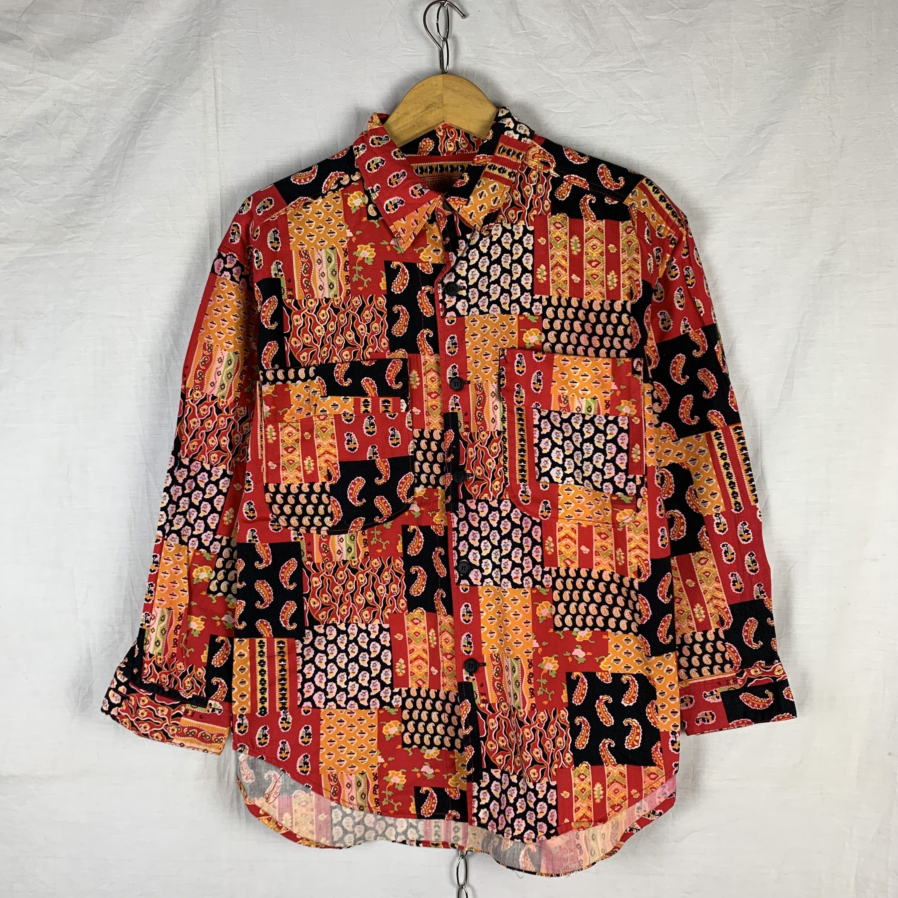 Vintage Hawaiian Shirt Multicolor Patchwork Mohicans Shirt