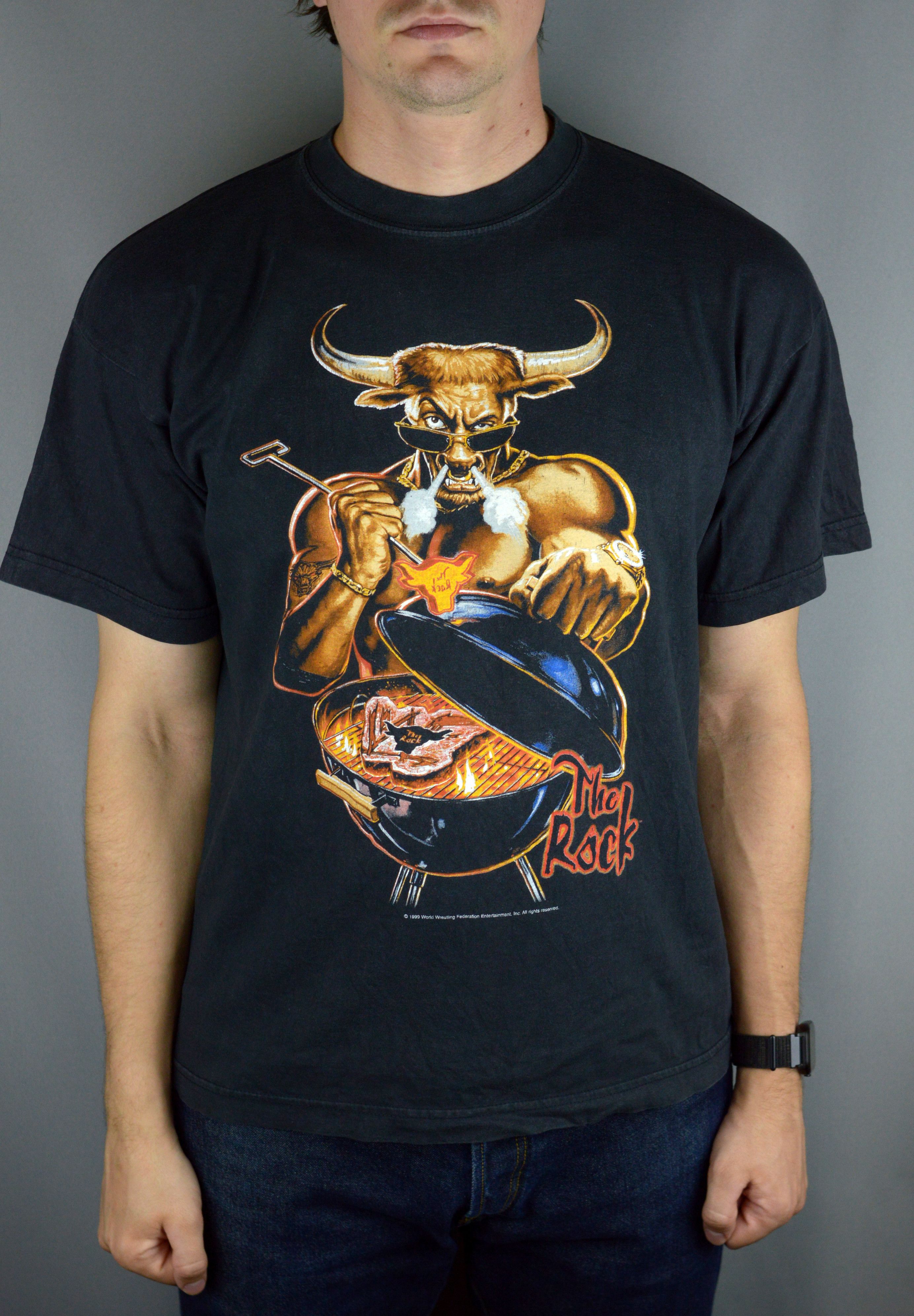 Vintage Vintage WWF The Rock Do You Smell It 1999 t shirt Size US M / EU 48-50 / 2 - 1 Thumbnail