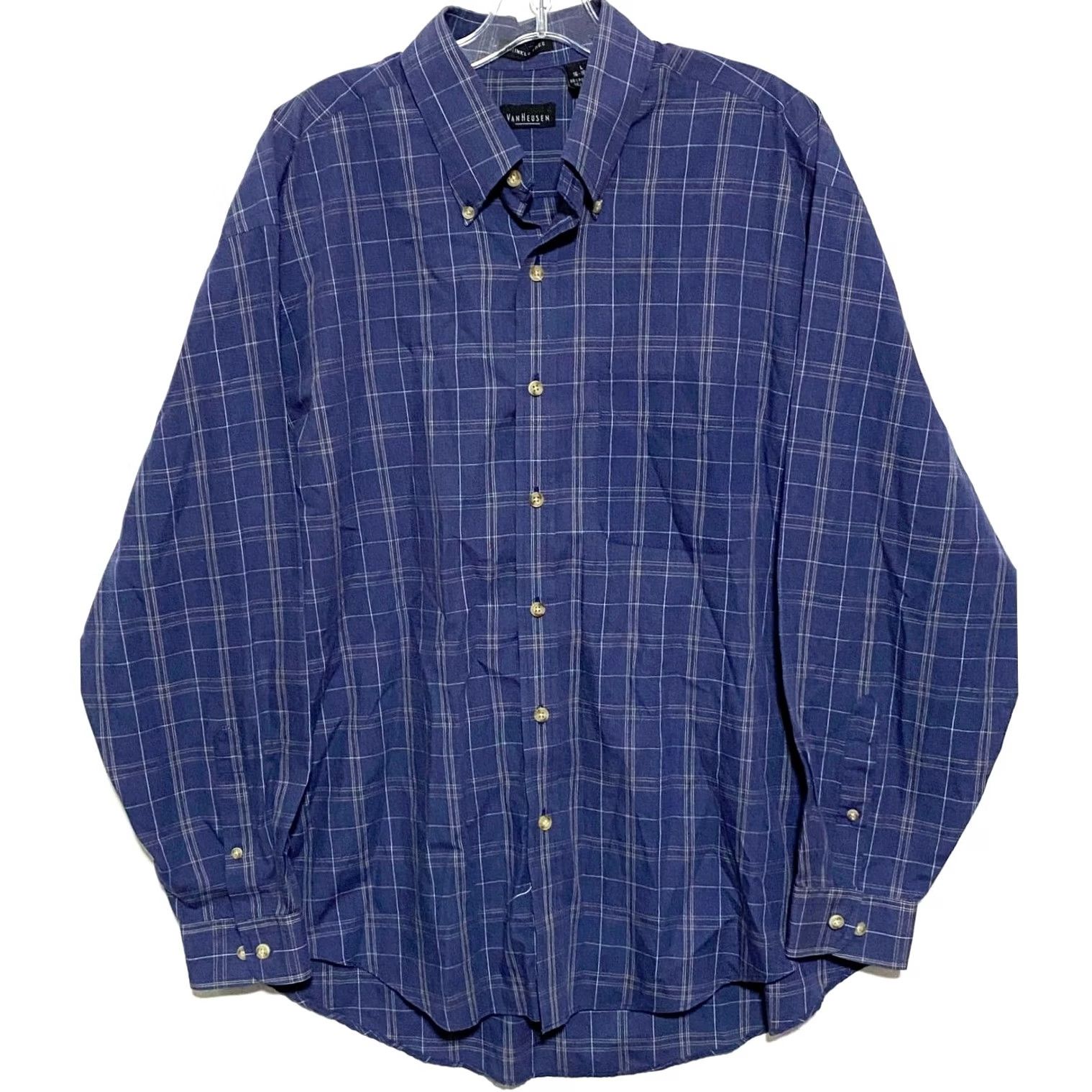 Van Heusen VINTAGE Van Heusen Wrinkle Free Button Dress Shirt Mens L 16-16.5 Plaid Office Preppy Size 42R - 2 Thumbnail
