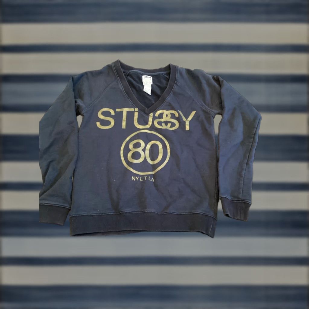 Vintage VINTAGE Stussy Sweatshirt Shirt Unisex Adults S Black Gold Spellout 90s 2000s Streetwear Mens Womens Size S / US 4 / IT 40 - 1 Thumbnail