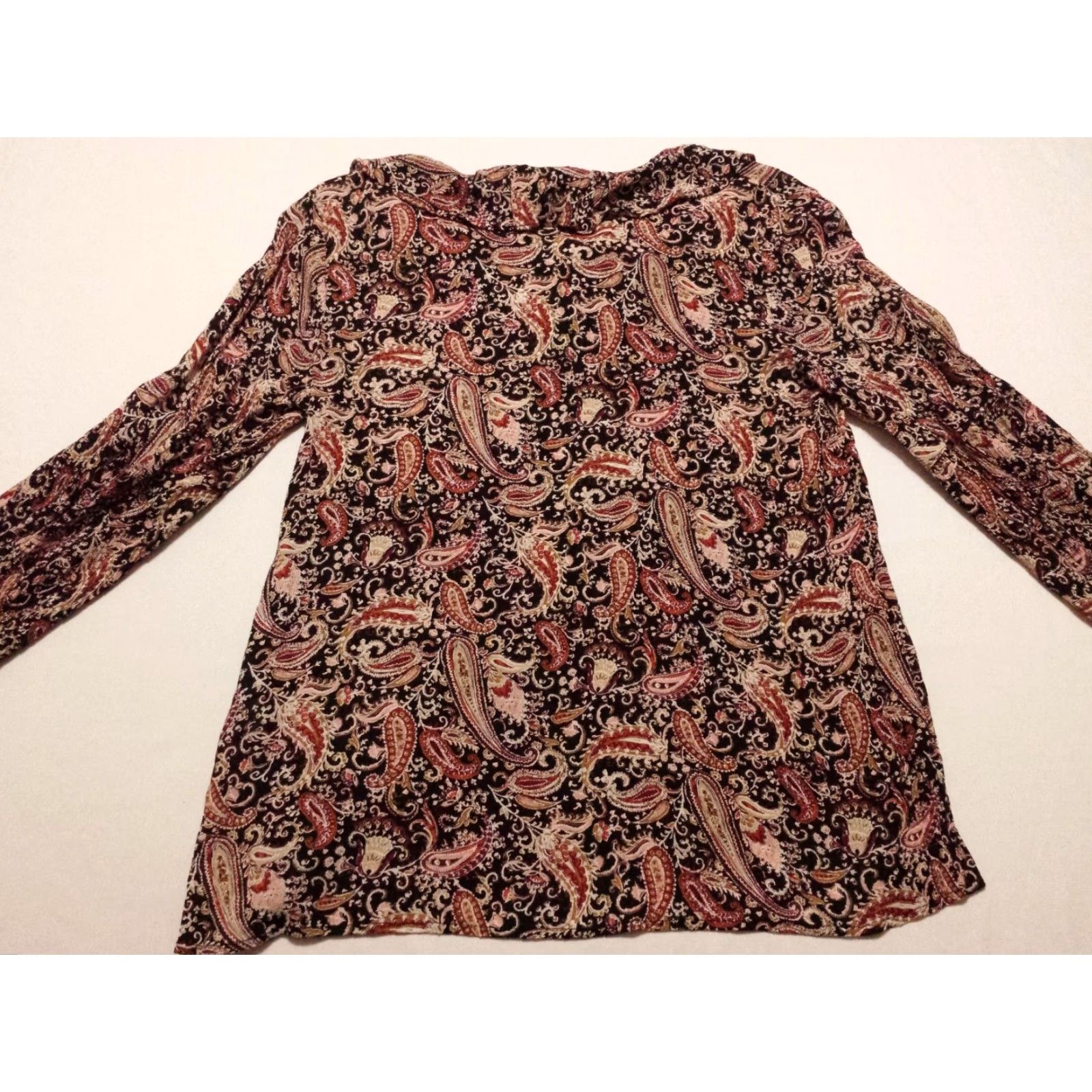 J. Jill J.Jill Blouse Womens XS Long Sleeve Multicolor Paisley V-Neck Pullover Rayon Shirt Size XS / US 0-2 / IT 36-38 - 6 Thumbnail