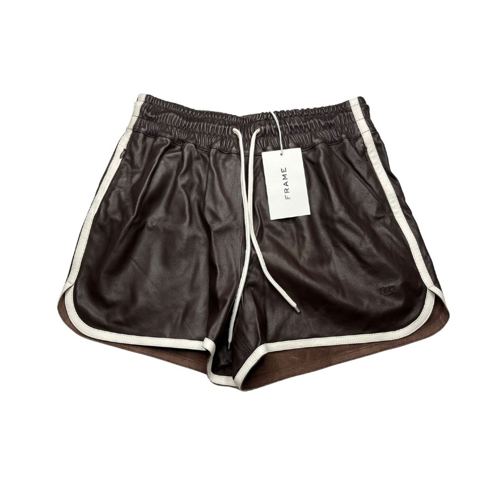 9-49 FRAME Men's Gym Shorts 100% Lamb Leather Brown XL