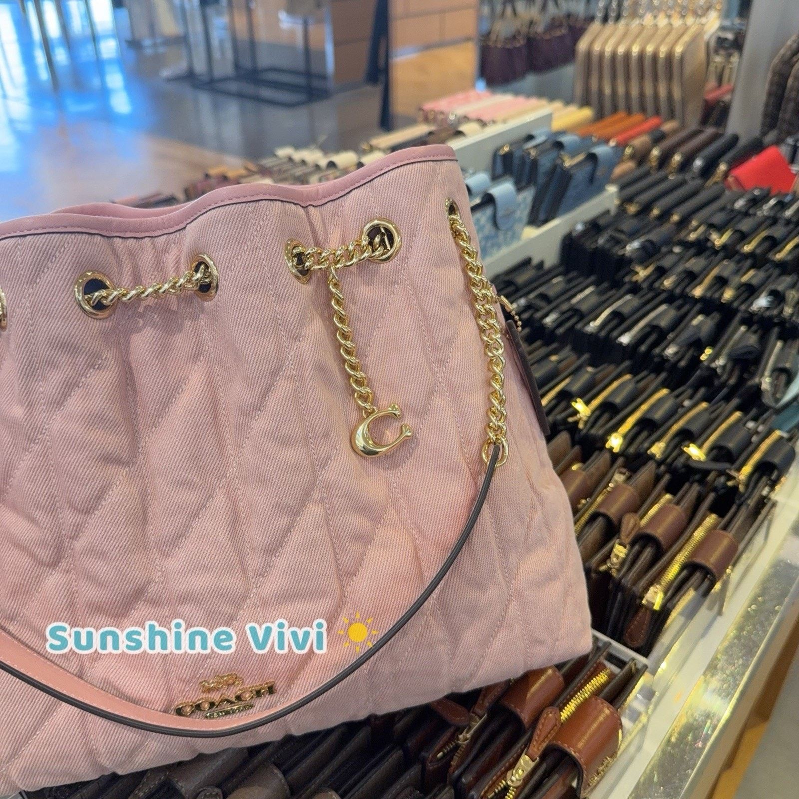 Coach NWT Coach Evelyn Shoulder Bag Loved denim CER79 Light Pink Size ONE SIZE - 7 Thumbnail