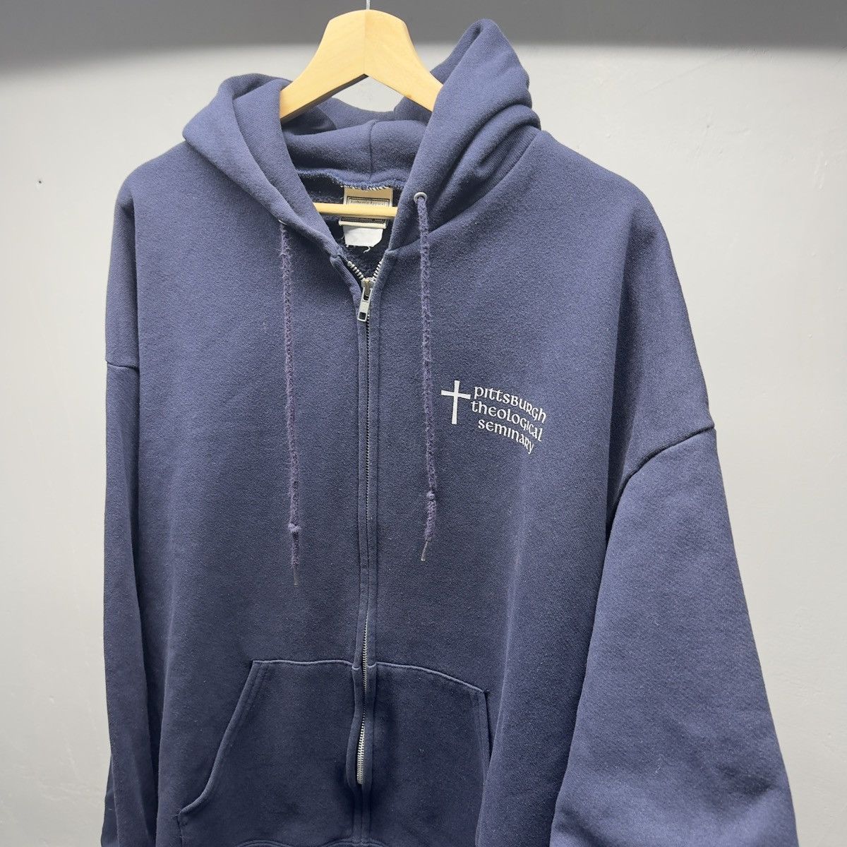 Vintage 90s Theology Seminar Cross Jesus Zip Up Hoodie ERD Grunge Size US XXL / EU 58 / 5 - 5 Thumbnail