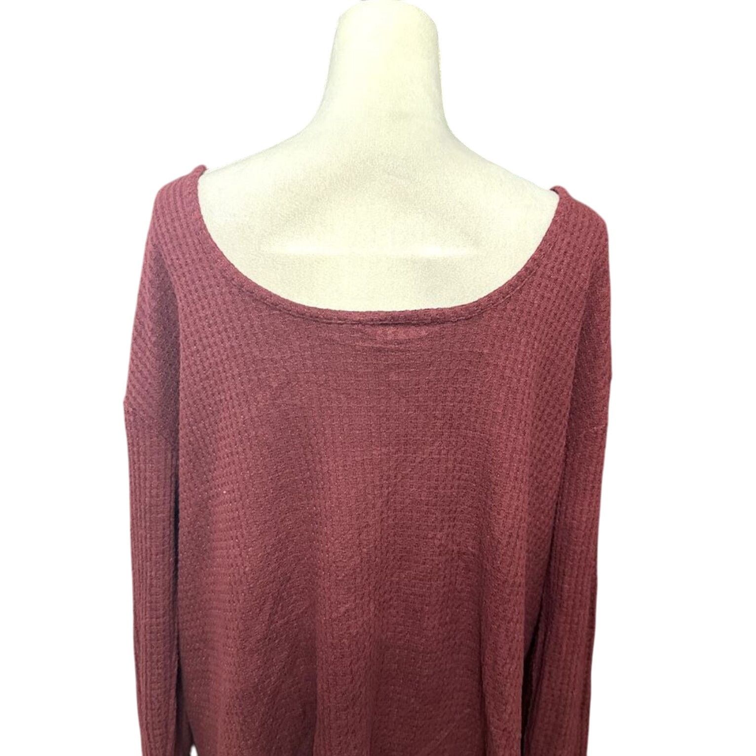 Other Abound Oversized Sweater V Neck Waffle Knit Red W XL NWOT Size XL / US 12-14 / IT 48-50 - 5 Thumbnail