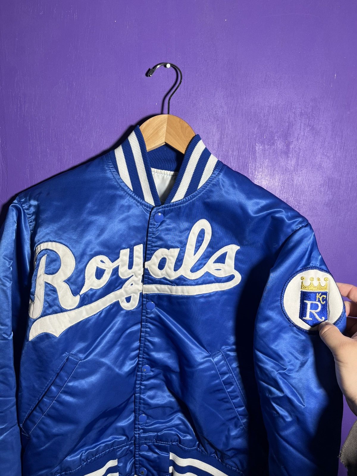 MLB × Starter × Vintage Vintage 90s Starter Kansas City royals script satin jacket Size US M / EU 48-50 / 2 - 3 Thumbnail