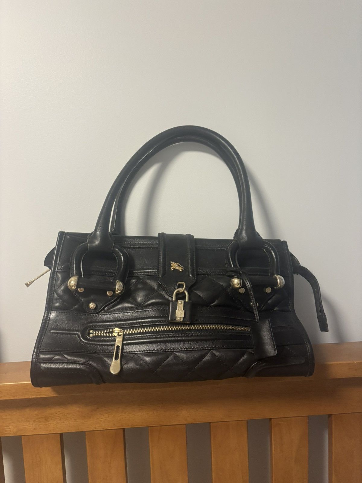 Burberry Burberry Manor Black Quilted Leather Satchel Size ONE SIZE - 1 Thumbnail