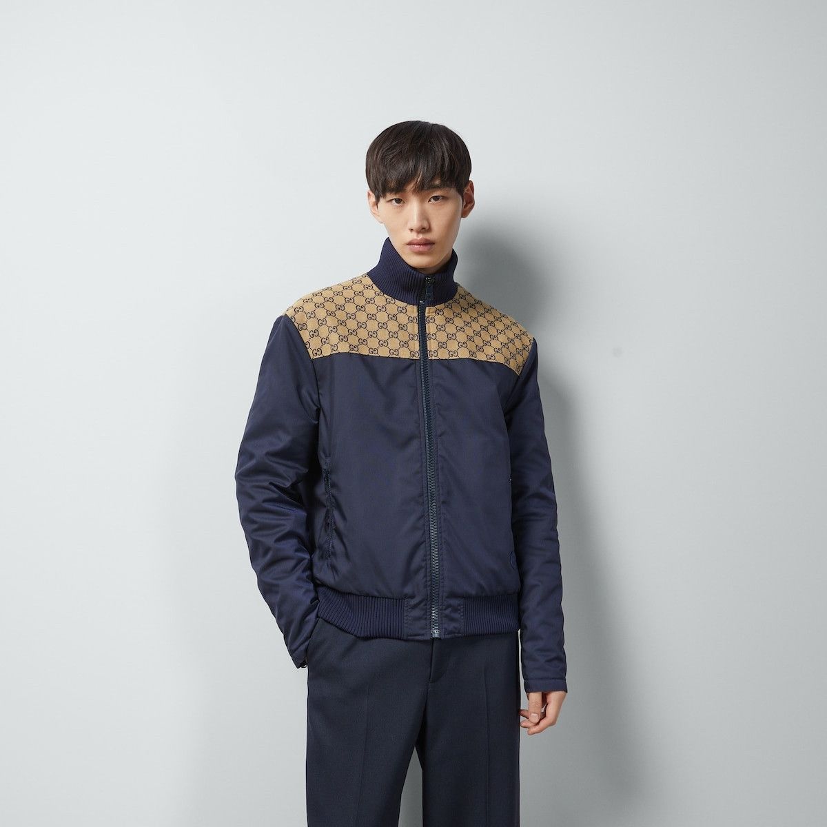Gucci oc11z1025 Nylon Canvas Zip Jacket With GG in Multicolor Size US M / EU 48-50 / 2 - 5 Thumbnail