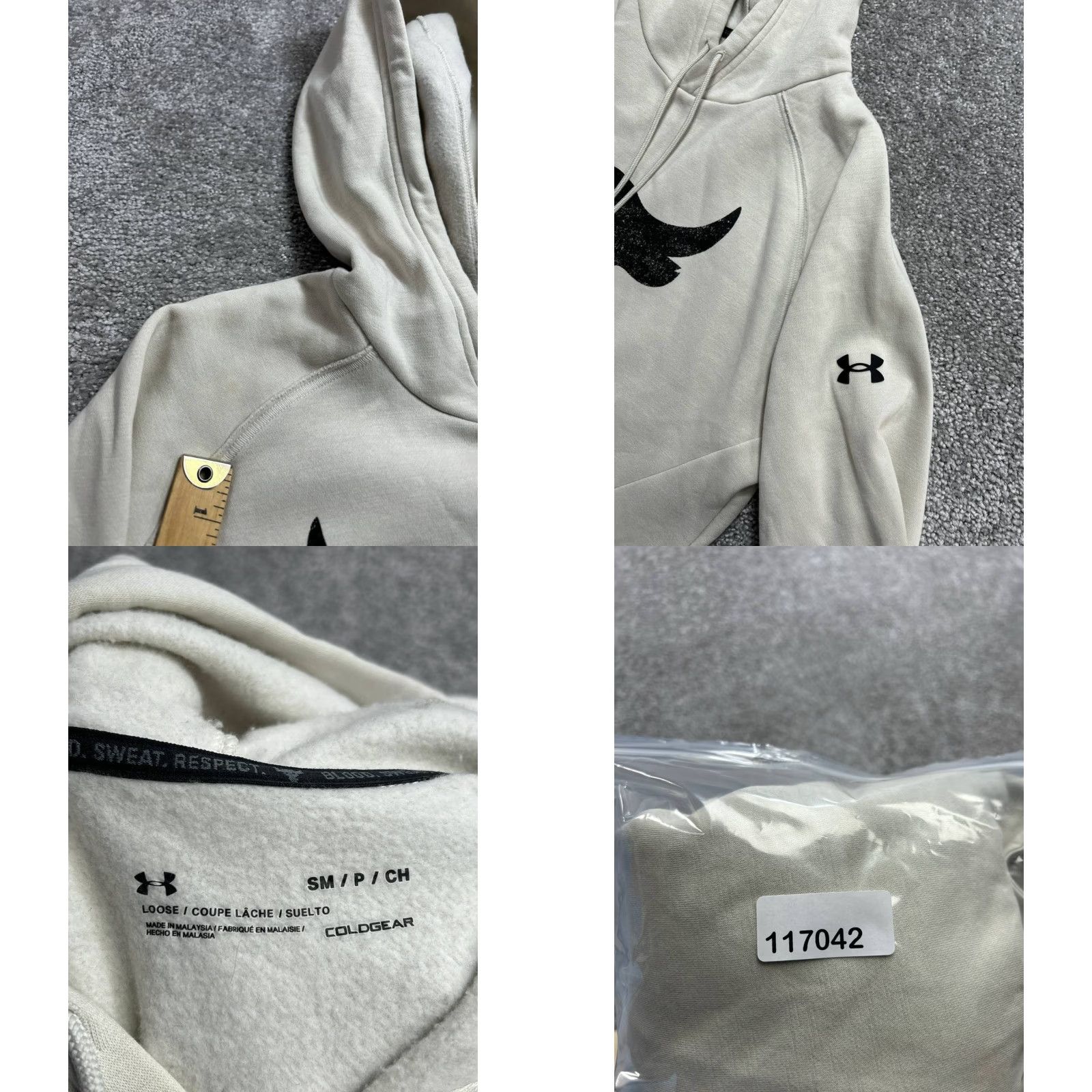 Under Armour Under Armour Project Rock Terry Hoodie Mens Small Beige Fleece Lined Loose Fit Size US S / EU 44-46 / 1 - 8 Thumbnail