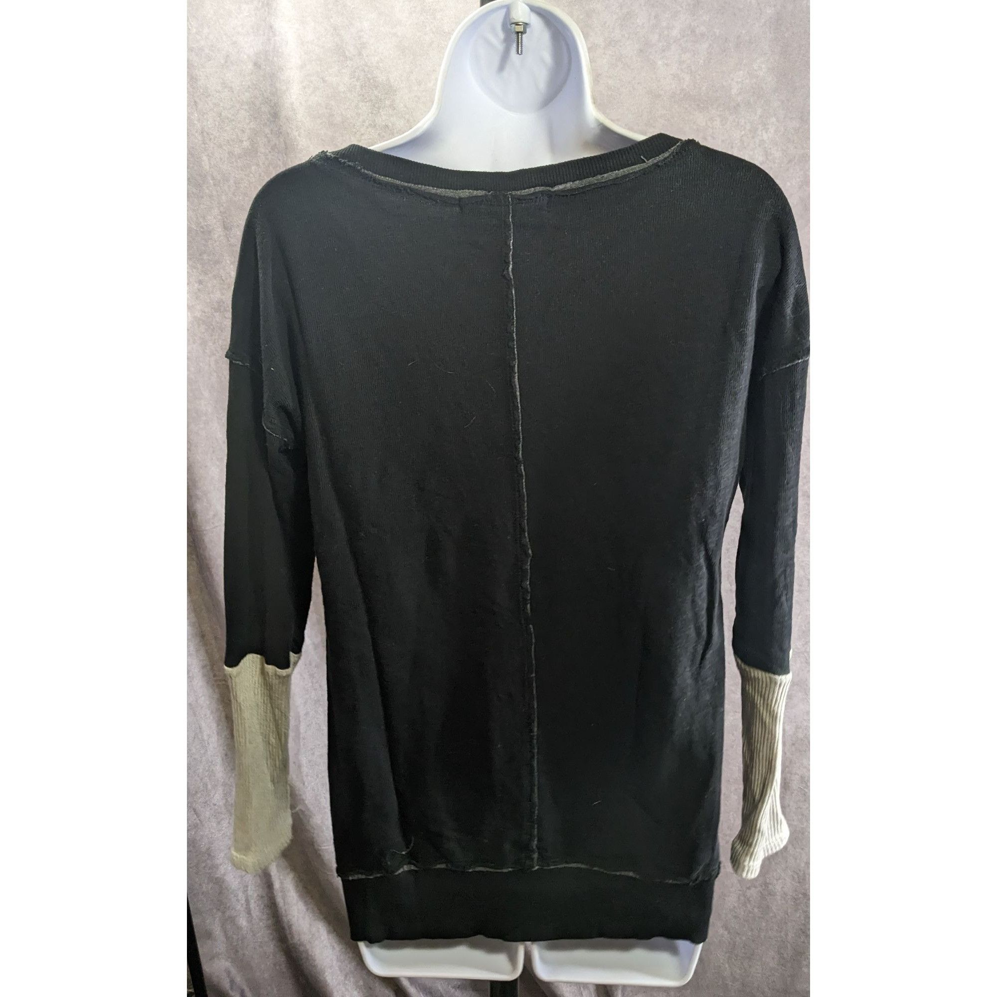 Other Americanable Black Grunge Top With Distressed Hem & Grey Rib Size S / US 4 / IT 40 - 2 Thumbnail