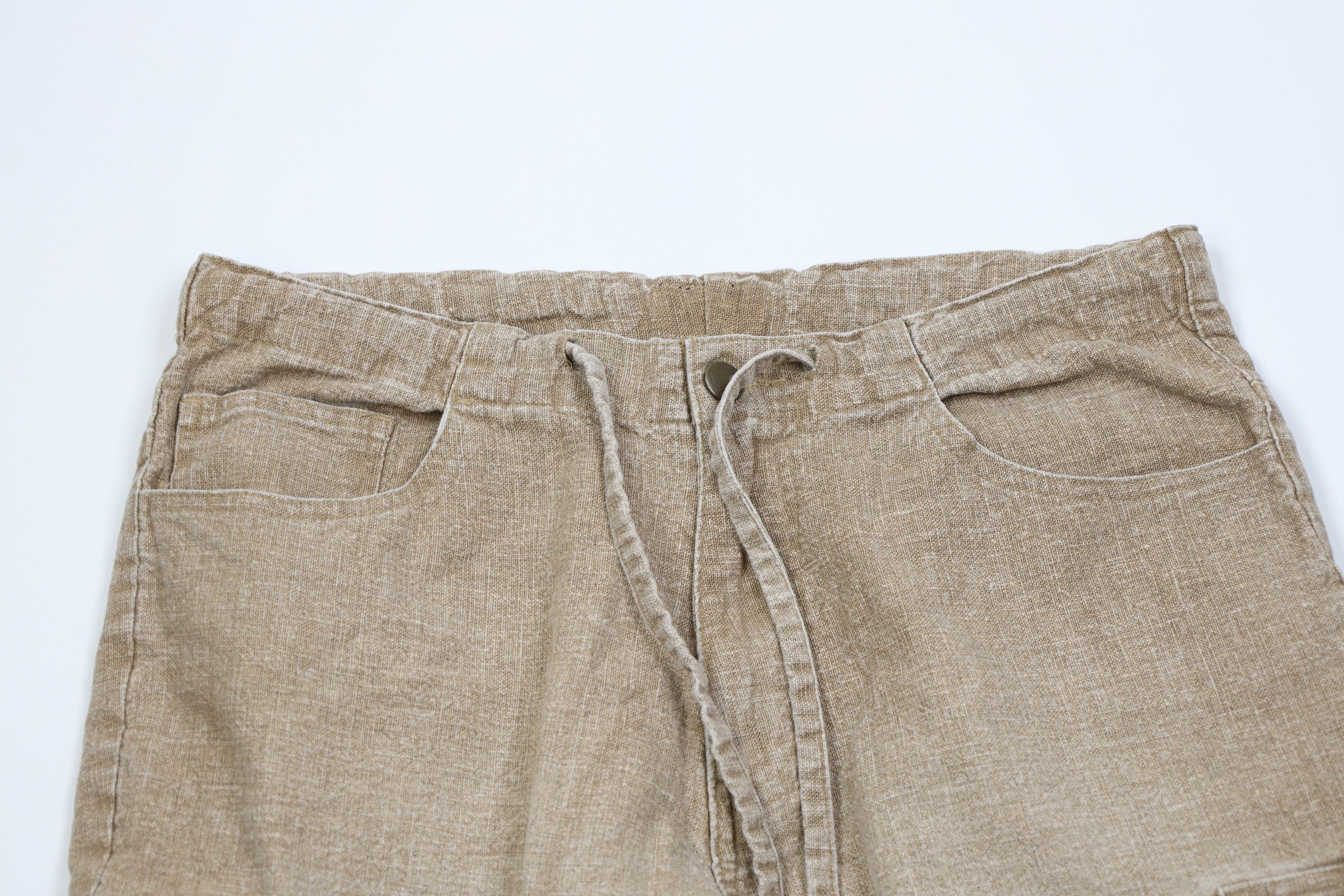 Vintage Vintage 90s Y2K Streetwear Linen Wide Leg Cargo Pants Beige Size US 31 - 2 Thumbnail