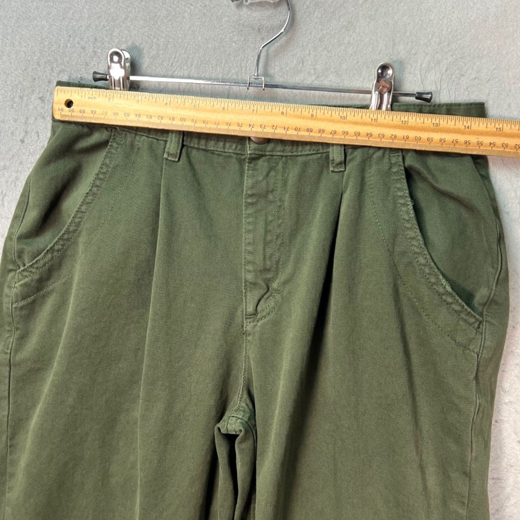 Free People Free People Womens Size 4 Olive Green Pleated Tapered Cotton Chino Pants Size 27" / US 4 / IT 40 - 6 Thumbnail