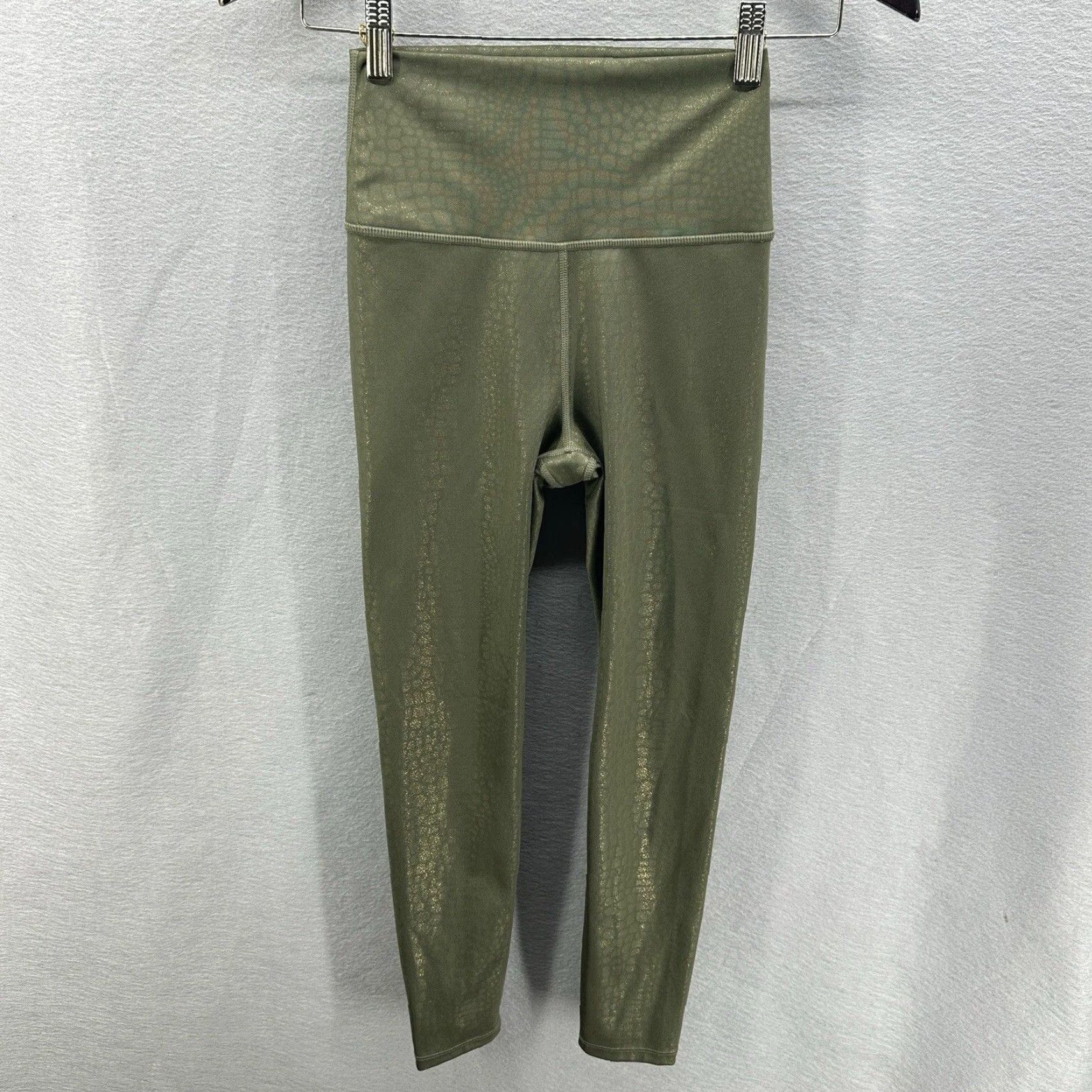 Vintage Carbon38 Faux Leather Leggings Womens XS Green Athleisure Reptile 2020s High Waisted Yoga Size 26" / US 2 / IT 38 - 2 Thumbnail