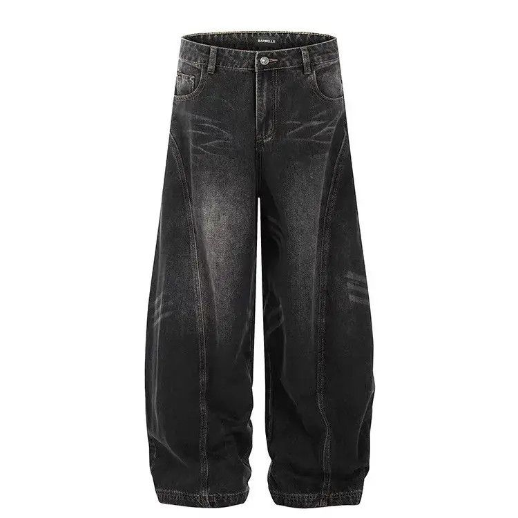 Japanese Brand Retro loose wide leg straight leg jeans Size US 32 / EU 48 - 5 Thumbnail