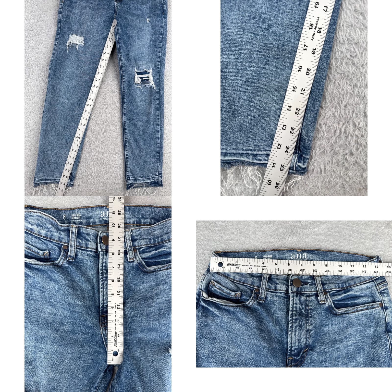 Vintage A.N.A Jeans Women’s 6 Blue Denim Straight Leg High Rise 26x25 Button Zip 5-Pocket Distressed Cotton Blend Jeans Womens (90s, American Designer Theme) Size 28" / US 6 / IT 42 - 8 Thumbnail