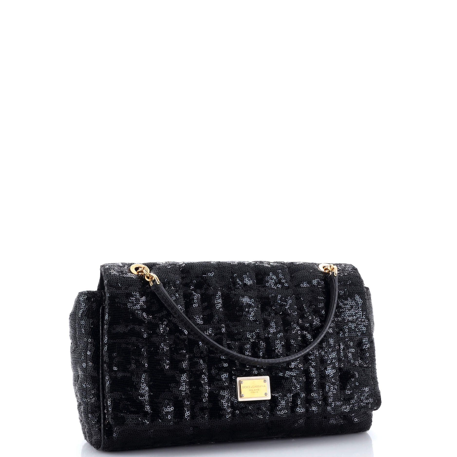 Dolce & Gabbana Miss charles flap bag quilted sequins and python medium Size ONE SIZE - 1 Thumbnail