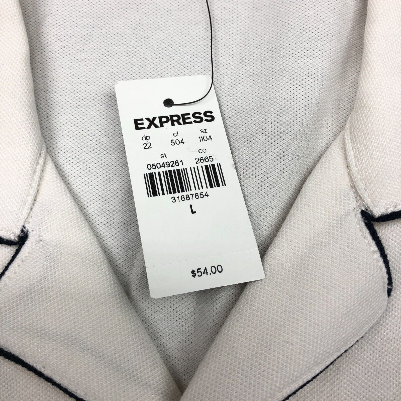 Express NWT Express Mens Polo White Cream black Trim Shirt Large L Size US L / EU 52-54 / 3 - 3 Thumbnail