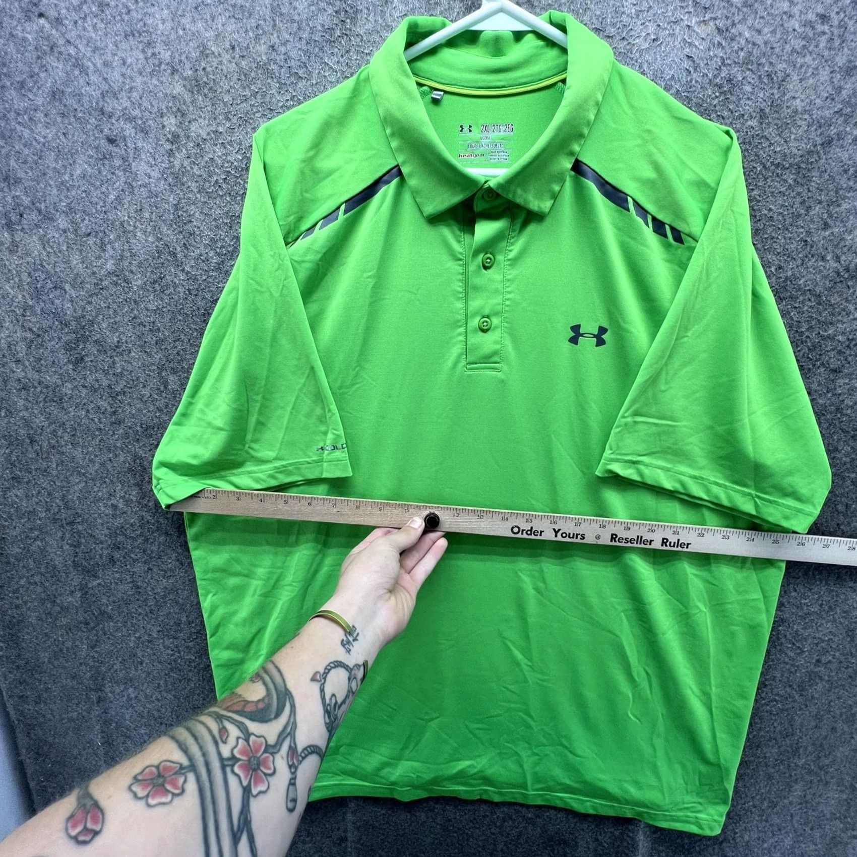 Under Armour Under Armour HeatGear Polo Shirt Mens 2XL Green Solid Golf Performance Short Sleeve Relaxed Fit Shirt Mens 2XL Green HeatGear Polo Size US XXL / EU 58 / 5 - 3 Thumbnail