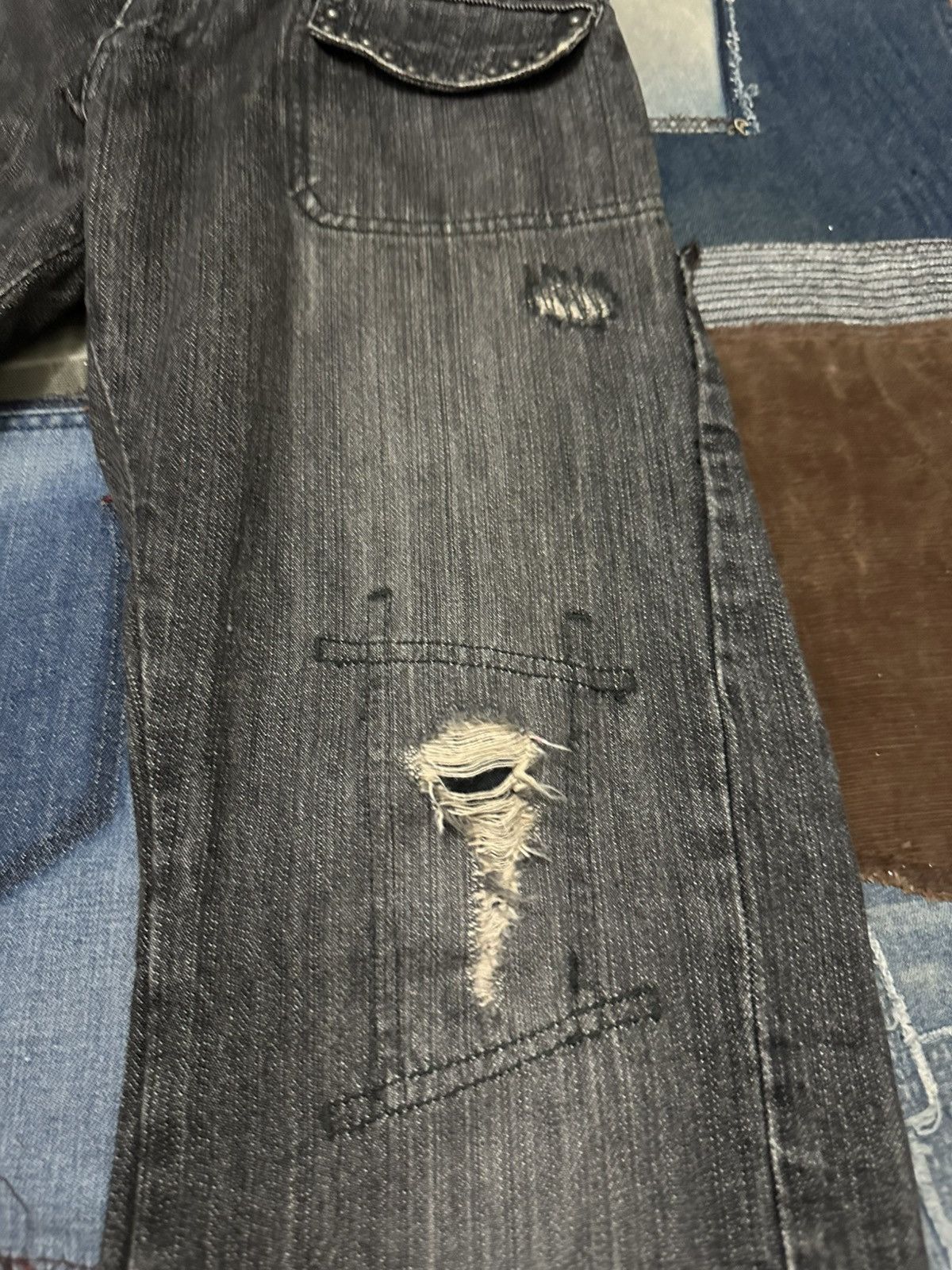 Japanese Brand Edge Rupert Distressed Denim Jeans Pants Size US 33 - 4 Thumbnail