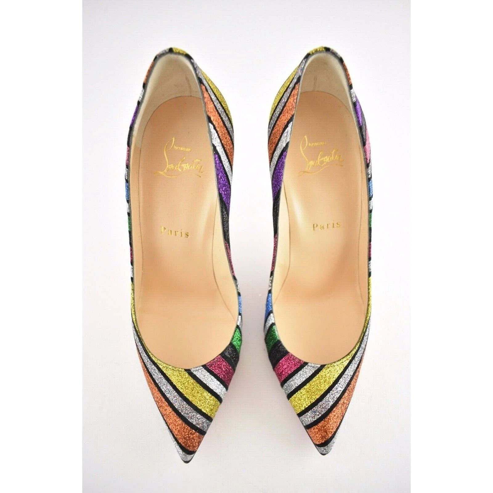 Christian Louboutin Christian Louboutin Pigalle Follies Stripy Glitter Stripe Size US 7 / IT 37 - 7 Thumbnail
