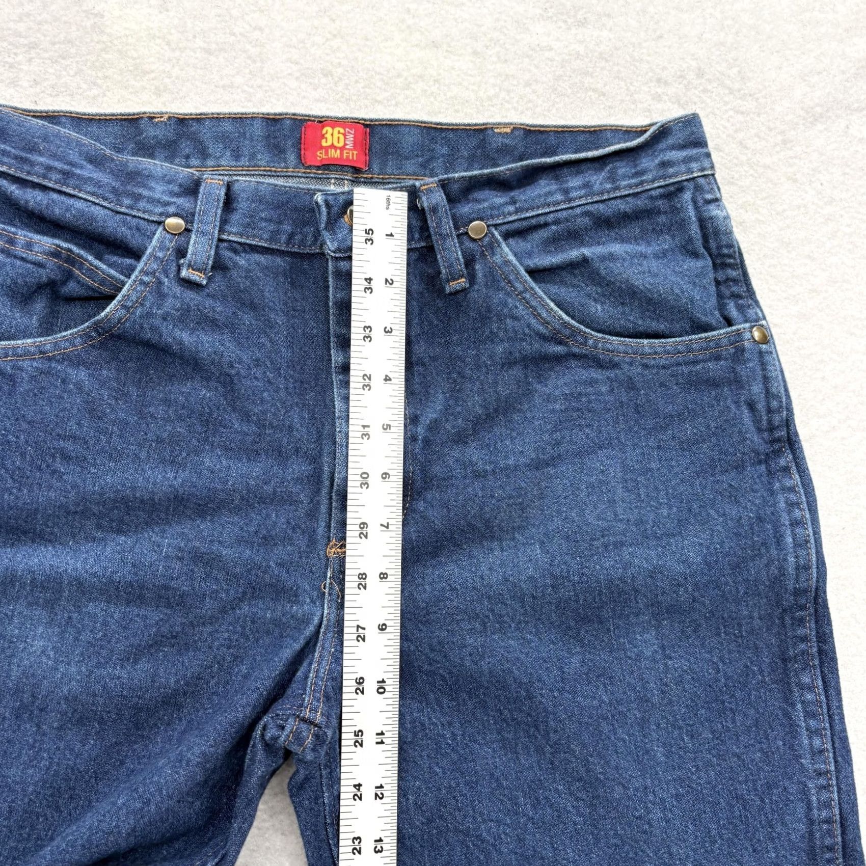 Wrangler Mens Wrangler Cowboy Cut Jeans Slim Straight Denim Dark Wash Blue 34x29 36MWZPD Size US 34 / EU 50 - 6 Thumbnail