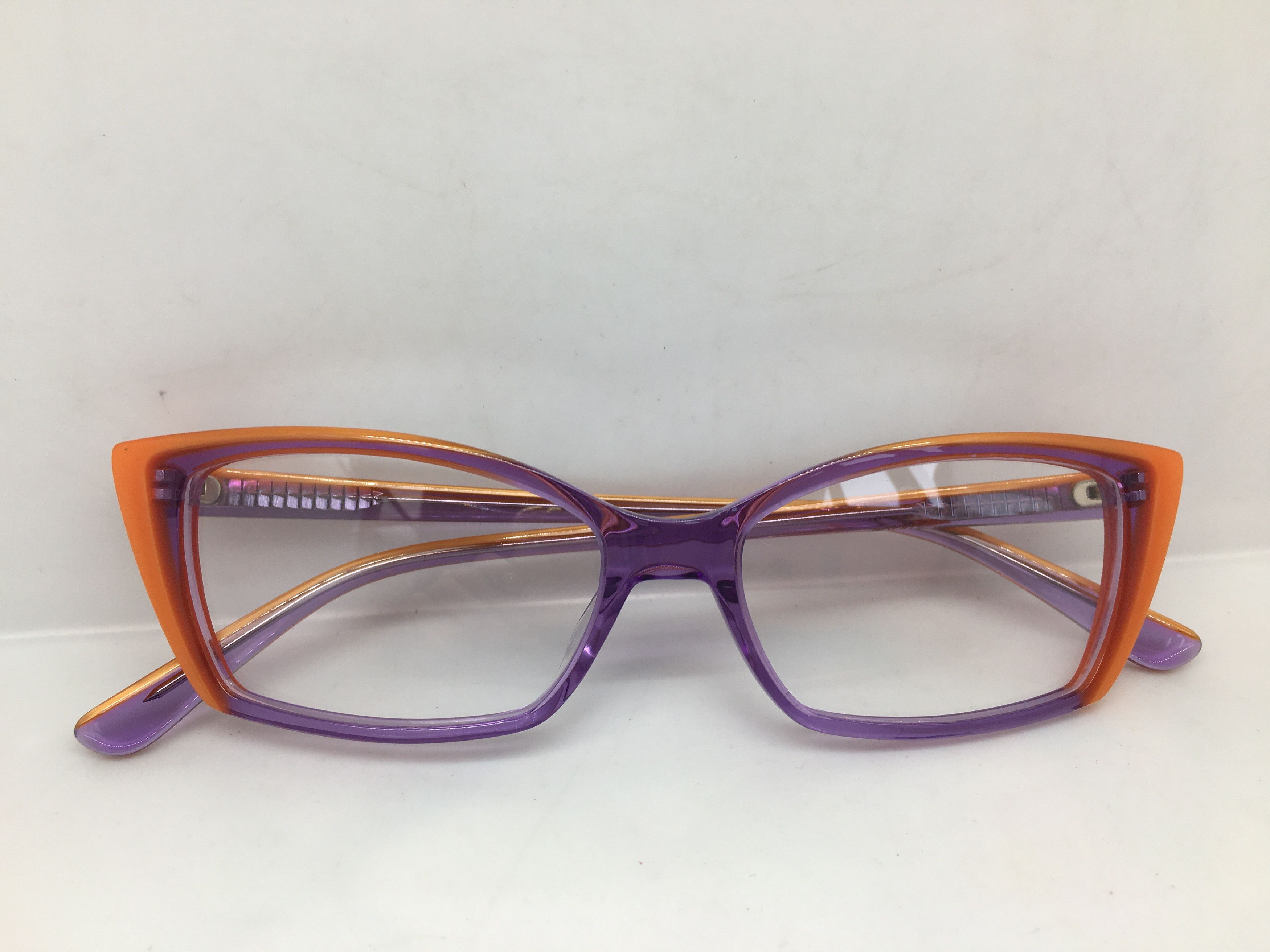 Betsey Johnson Betsey Johnson Clear Purple Orange Cat Eye Eyeglasses Size ONE SIZE - 6 Thumbnail