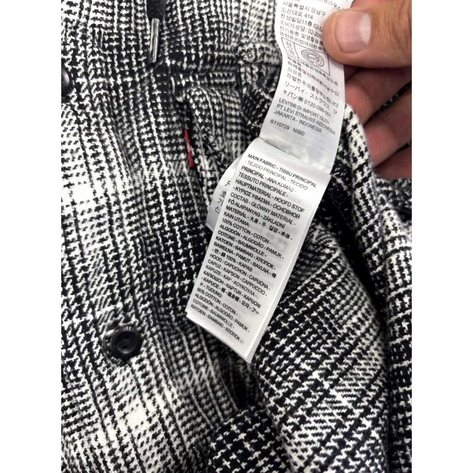 Levi's Levi's Shirt Mens XL Gray Plaid Hooded Flannel Relaxed Button-Front Jacket Shacket Pocketed Gathered Front Size US XL / EU 56 / 4 - 6 Thumbnail