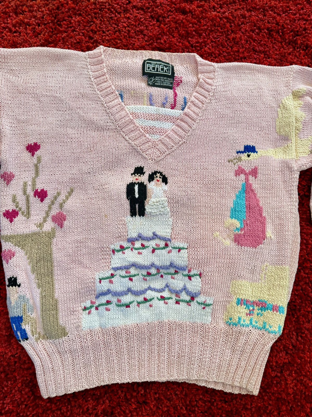 Designer × Vintage Vintage Berek Wedding Anniversary Hand Knitted Sweater Size US S / EU 44-46 / 1 - 5 Thumbnail