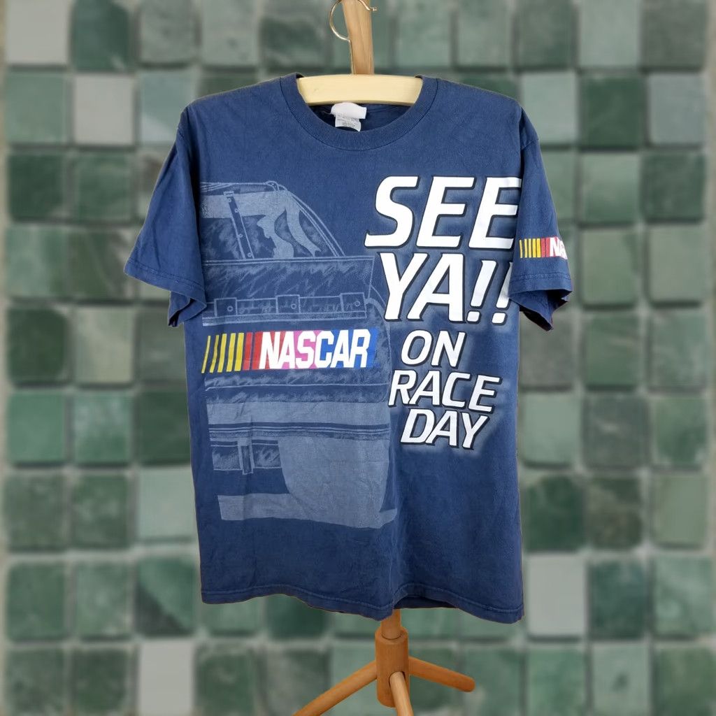 Both VINTAGE NACAR RACING COTTON BOTH SIDE PRINT T-SHIRT SZ LARGE T-Shirt Men Blue 90s Vintage USA Size US L / EU 52-54 / 3 - 1 Thumbnail