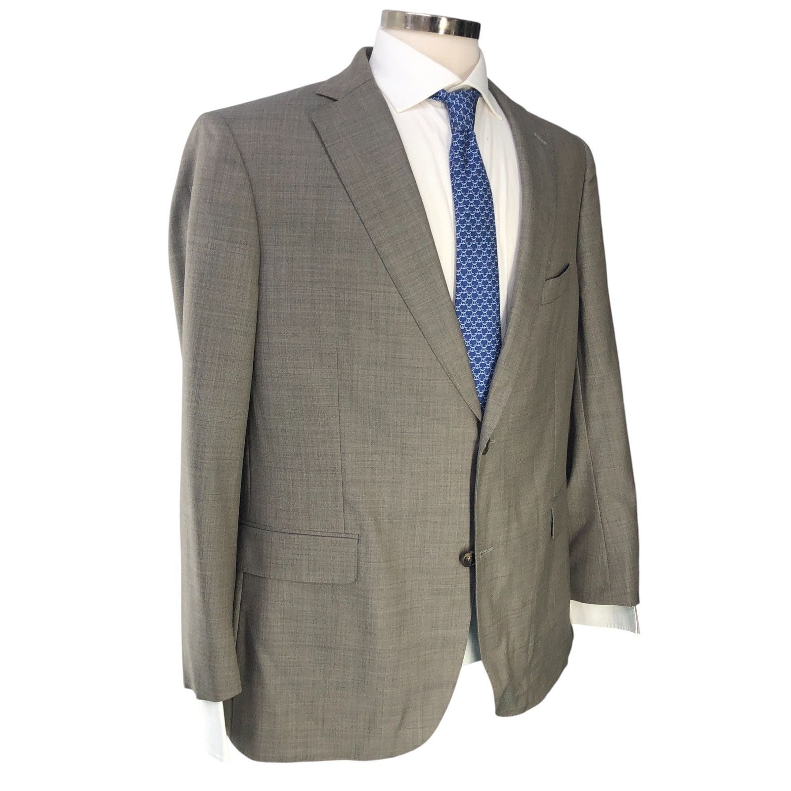 J.Hilburn J Hilburn 45R Sport Coat Blazer Light Taupe Revenge Sup150s Size 44R - 12 Thumbnail
