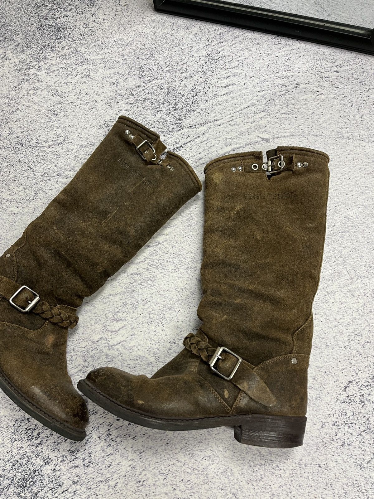 Golden Goose Golden Goose DB Brown Suede Racing Biker Moto Boots Rare Y2K Size US 7 / IT 37 - 3 Thumbnail