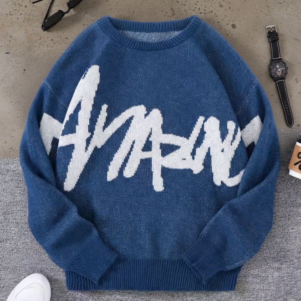 Other Streetwear Graffiti Blue Sweater Jacquard Knitwear Size US S / EU 44-46 / 1 - 1 Thumbnail