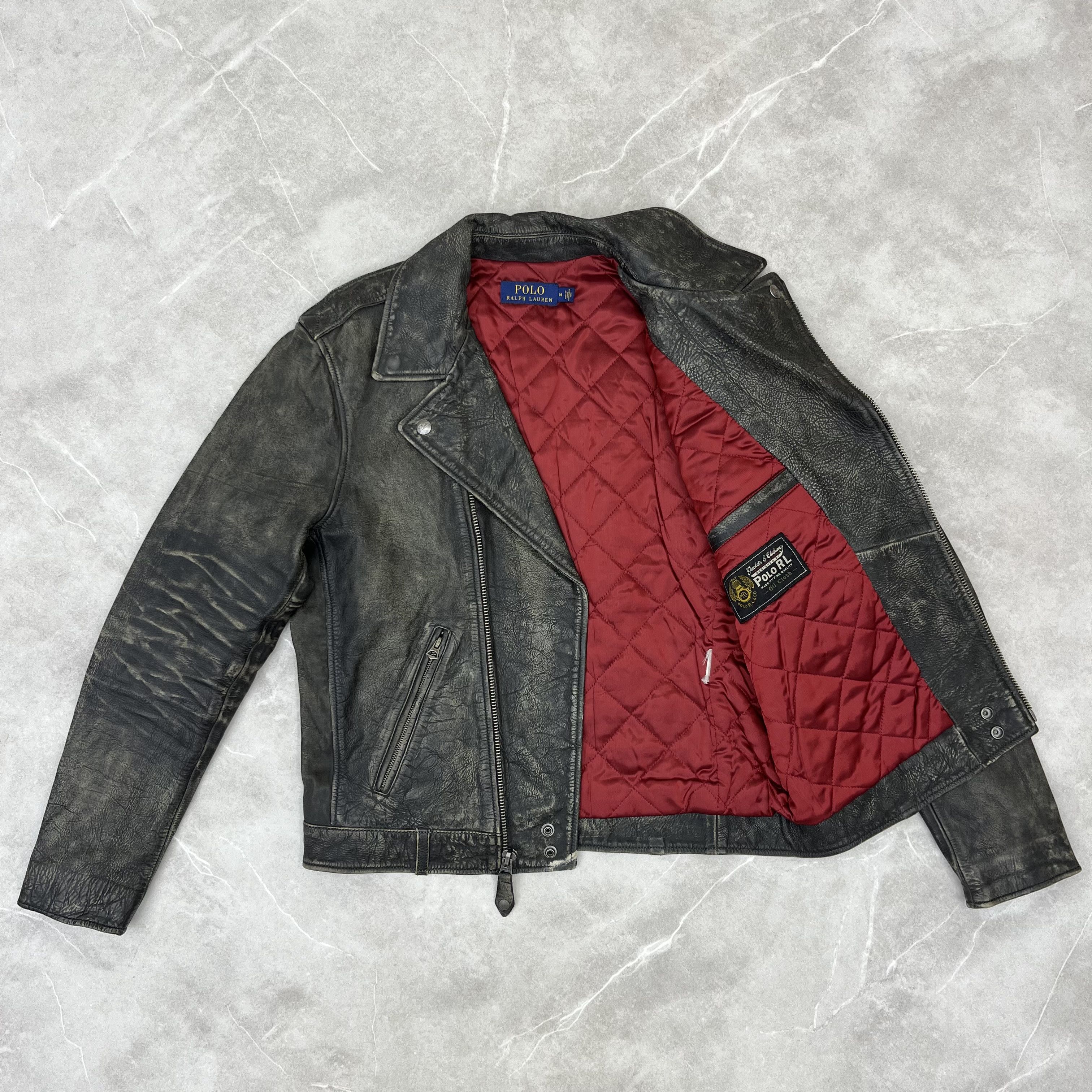 Polo Ralph Lauren Polo Ralph Lauren Moto Leather Jacket RL Mens Biker Jacket Size US M / EU 48-50 / 2 - 3 Thumbnail