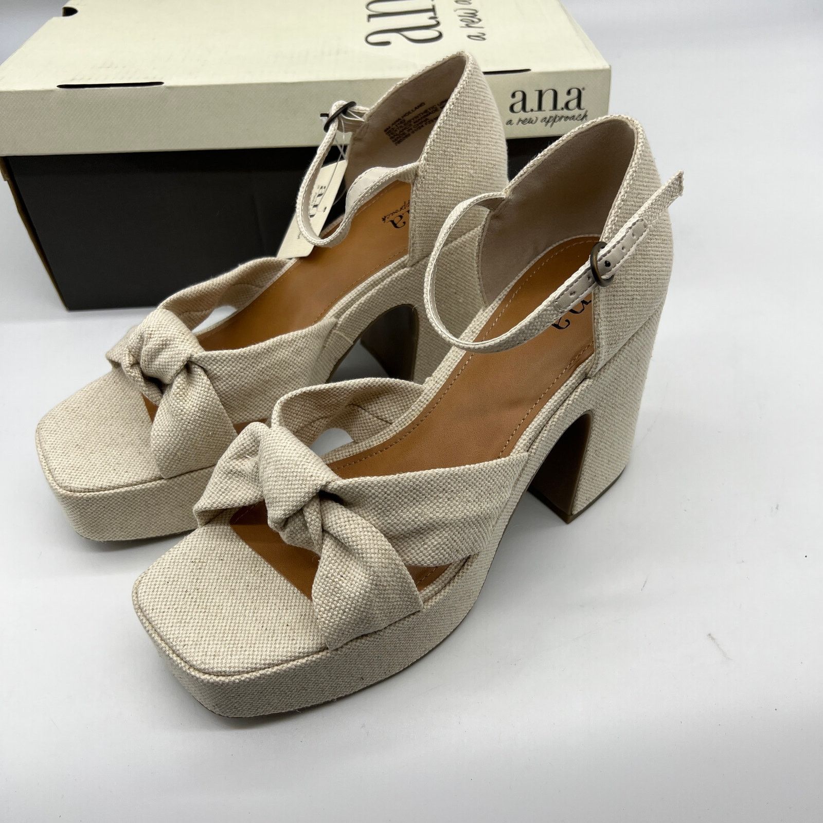 Other a.n.a Womens Holland Heeled Sandals Denim Platform Size US 8 / IT 38 - 1 Thumbnail