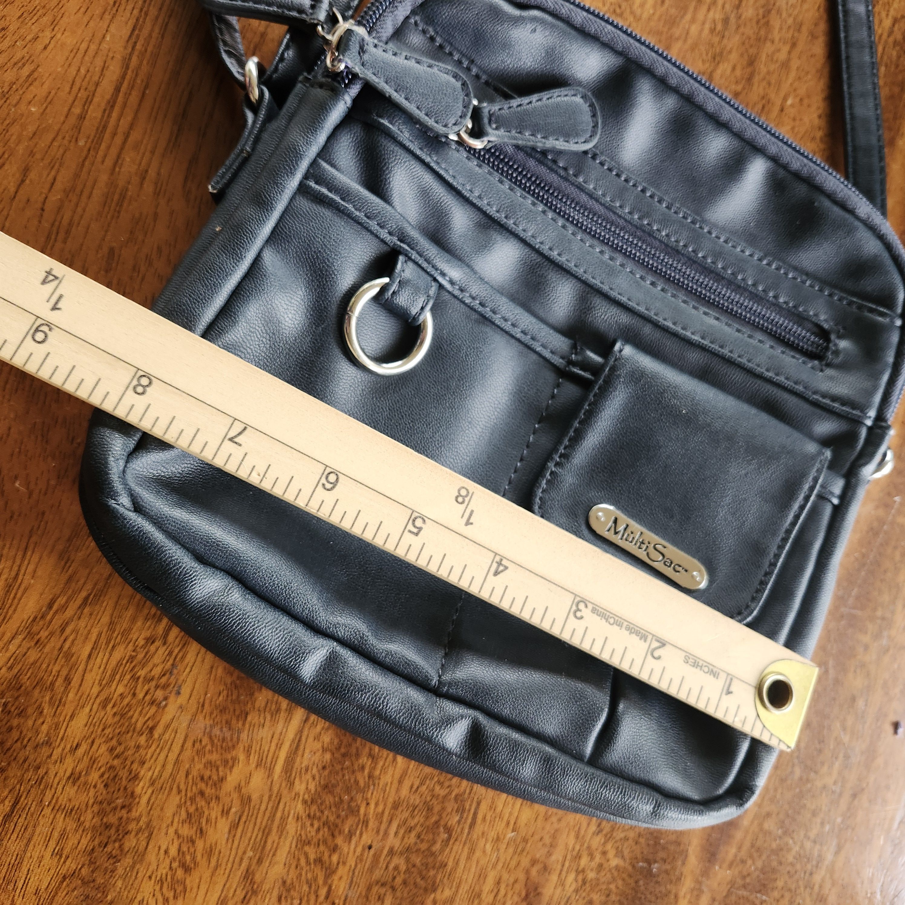 Other MultiSac Black Faux Leather Bag Purse Adj Strap Pockets Size ONE SIZE - 8 Thumbnail
